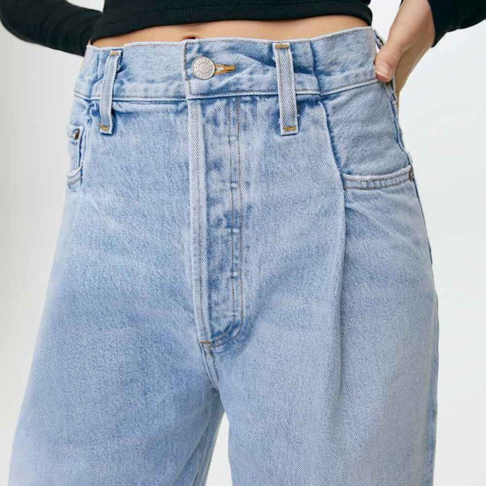 Agolde Fold Waistband Jean Straight Leg Size 26 Cotton Pleated - Picture 6 of 16